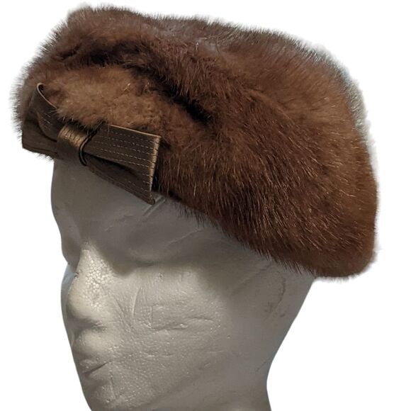 Pollack  mink fur pill bix hat with bow main image 5